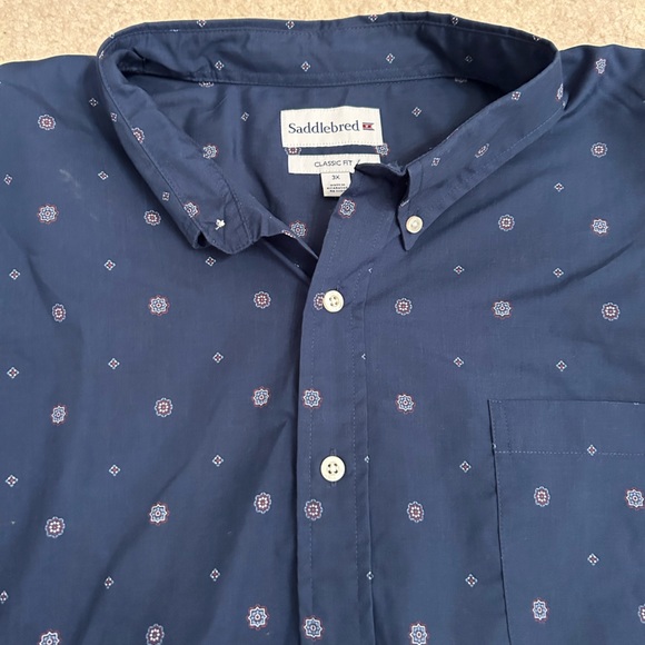 Saddlebred Blue Classic Fit Pattern Long Sleeve Button Down Shirt Size 3XL - Picture 3 of 4